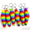 Rainbow Color Crayfish Keychain Pendant Bag Decorate DollDecompression Caterpillar Snail Toys