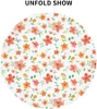 Table Cloth Orange Flower Pink Floral Tablecloth Round 60 Inch Cover Waterproof For Kitchen Home Decoration Picnic Outdoor