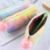 1 st Regenboog Pluche Etui Voor Meisjes Leuke Grote Grote Pen Zak Briefpapier Pouch Box Kids Gift Kantoor Schoolbenodigdheden