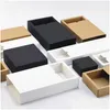 Förpackningslådor Partihandel Black Kraft Paper Gift Box White Packaging Cardboard Wedding Baby Shower Cookie Delicate Der Drop Delivery O OTFGI