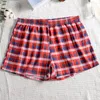Underpants Sexy Men Cotton Boxer Large Size Seamless Briefs Loose Pouch Underwear Plaid Swimwear Soft Shorts Casual Homewear