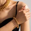 Youthway – ensemble de collier et boucles d'oreilles en cuir de cuivre doré, Bracelet de perles extensible, étanche, bijoux de fiançailles et de mariage pour femmes