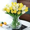 Flores decorativas 5 piezas de tulipanes artificiales, tulipán falso, flor de espuma de PE para el día de la madre, ramo de boda, arreglo floral, decoración de la mesa del hogar