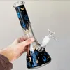 Tubo reto Bong Hookahs Glow in The Dark 14mm Big Glass Water Bongs Waterpipes Recycler Oil Rigs Midnight Celestial