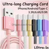 Type C Nylon Gevlochten Micro Usb S Opladen Sync Data Duurzaam Snel opladen Oplader Snoer Voor Android V8 Smartphone Drop Delivery Dhgjr