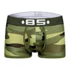 Cuecas masculinas sexy roupa interior shorts u bolsa boxer briefs fino confortável camuflagem convexa separação calcinha plana boxers