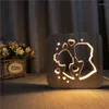 Nachtverlichting 3D LED Houtlicht Maan Hart Dolfijn Stijl Luminaria Modelamp voor woonkamer Eetkamer Home Decor Valentijnscadeau