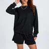 Running Sets Women Fall 2Pieces Activewear Outfits Solid Color Sportswear Tracksuits Workout Long Sleeve Sweatshirt And Shorts