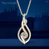 Chains Real Full Moissanite Necklace For Women Twisted Pendant Choker Chain 925 Silver Yellow Gold Color Fine Jewelry With Certificate