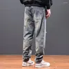 Jeans pour hommes Printemps et automne Mode Lâche Droite Ripped Patch Mendiant Pantalon Personnalité décontractée