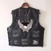 Men's Vests 2023 Motorcycle Leather Short Single Breasted 42 Patches Fashion Embroidered Sleeveless Jacket Punk Vest For Men