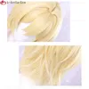 Perruques de cosplay Game Genshin Impact Traveler Lumine Cosplay perruque cheveux longs dorés avec épingle à cheveux fleur résistant à la chaleur synthétique perruques de fête accessoires 230906