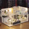 Doll House Accessories Assemble DIY Wooden House Dollhouse kit Wooden Miniature Doll Houses Miniature Dollhouse toys With Furniture LED Lights Gift 230905