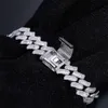 Mrożony biżuteria rapera Hiphop Men 16 mm 925 Sterling Silver VVS Bagieette Moissanite Diamond Miami Cuban Link Bransoletka