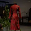 Vêtements ethniques Cheongsam Hiver 2023 Style Femme Jeunes modèles Tempérament haut de gamme Épaississement Velours Longues Robes de mariée Qipaofor Femmes