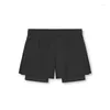 Running Shorts 2023 Gym Sports 2-In-1 Double Layered Solid Color Quick Drying Summer Fitness Training Men's Jogging