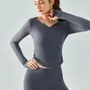 Kadın Tişörtleri Bn Kadın Spor Yoga Uzun Kollu Gevşek V -Neck Fitness Çıplak Nefes Alabilir -Shirt Egzersiz Üstler Kadın Koşu Spor Salonu