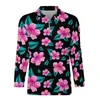 Men's Polos Tropical Floral Casual T-Shirts Man Hawaiian Flower Long Sleeve Polo Shirt Collar Y2K Spring Custom Big Size