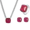 Conjunto de brincos de colar S925 prata de corpo inteiro Tiktok Red Treasure Sugar Tower anel de diamante pedra principal 12