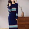 Kadın Sweaters Yüksek Kaliteli Merino Yün Örme Temel Sweater yaka Uzun kazak Sonbahar Elbise Kore Moda Top