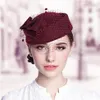 Baretten Caps Voor Vrouwen Bruid Elegante Wol Gaas Strik Stewardess Witte Dames Fedora Caps Formele Dame Hoed Koninklijke Stijl3204