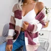 Women Sweters Europe Contrast Strast Cardigan dla kobiet jesienne zima moda z długim rękawem swobodny dzianinowy kardigany tops streetwearu 230905