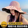 Berets Protetor Solar Chapéu Feminino Rosto Cobrindo Compras No Verão Preto Cola Sombrinha Big Brim Beach Sun Thin UV Bucket