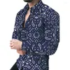 Mäns casual skjortor 3d tryck långärmad kläder camiseta smal montering lapel skjorta sommar tunn camisa för män