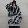 Maglioni da donna Winter Cool Girl Loose Zebra Colore a contrasto Nero Grigio Stripe Maglia lunga Goth scuro Donna Pull Harakuku Top