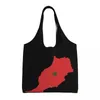 Sacs à provisions Kawaii carte du maroc drapeau fourre-tout recyclage toile épicerie Shopper sac à bandoulière sacs à main