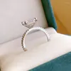 Hochzeit Ringe Hohe Qualität Original Silber Farbe Zirkon Engagement Cocktail Frauen Erstellt Moissanit Edlen Schmuck Geschenk