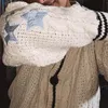 Suéteres femininos falam vintage agora roxo cardigan mulheres estrela bordada manga comprida cardigãs de malha tay v pescoço lor y2k suéter tops 230905