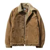 Mensjackor Vinter högkvalitativ plus Velvet Jacket Corduroy Tooling Casual Parka Korean Fashion Solid Color Cotton 230905