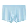 Underpants Mens Ice Silk Underwear U Convex Boxer Sólidos Briefs Shorts Fina Respirável Bolsa Troncos Calcinhas de Cintura Baixa para Homem