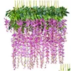 Dekorativa blommor kransar 12st konstgjorda wisteria 75 cm 110 cm falsk vinstock lång hängande blomma jul för bröllop födelsedagsfest otovx