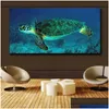 Schilderijen Canvas Wall Art Posters Prints op Sea Turtle View Enorme Decowall Foto's voor woonkamer Geen ingelijst 136 Drop Delivery Home Dhlzp