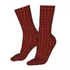 Men's Socks Men Cycling Plaid Red Christmas Cotton Harajuku Retro Women Sock