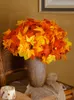 Decorative Flowers Wreaths PARTY JOY 2pcs Autumn Artificial Sunflower Flowers Silk Maple Leaves Bouquet Fake Pumpkin Halloween Fireplace Table Fall Decor 230905