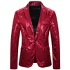 Men's Suits & Blazers Glitter Sequin For Men Stage Performance Red Shiny Singer One Piece Suit Jacket 2021 Man Fashion Clothe230i