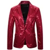 Costumes pour hommes Blazers Glitter Paillettes pour hommes Performance sur scène Rouge Brillant Chanteur Une pièce Costume Veste 2021 Homme Mode Clothe230i