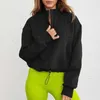 Kvinnors hoodies långärmad solid streetwear dragkedja krage kvinnor tröjor överdimensionerade med elastiska hem toppar stickad kort pullover ropa mujer