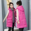 Gilet da donna 2023 Gilet Gilet lungo con cappuccio in piumino di cotone Autunno e inverno Capispalla femminile di moda