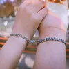 Link pulseiras casal pulseira magnética de aço inoxidável coração ímã 2pcs dele e dela combinando