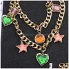 Chokers Za Golden Metal Chains Link Choker Necklace With Charm Heart Star Pentants For Women Vintage Statement Jewelry 230518 Drop Del Dhjph