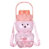 Water Bottles Large Capacity Bear Bottle With Strap And Straw High Quality Material Perfectly Your Clothes