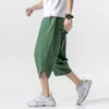 Men's Pants Summer Cotton Harem Men Casual Hip Hop Trousers Drawstring Cross Bloomers Calf-Length Joggers Streetwear