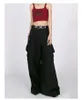 Kvinnors byxor capris amerikansk solid färg vintage khaki byxor casual stil sommar multipocket last rak lös 230905