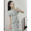 Etnik Giyim Çin Geleneksel Qipao Retro Cheongsam Elbise Çiçek Kadınlar Yaz Nazik Zarif 2023 Genç kızlar için