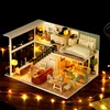 Accesorios para casa de muñecas DIY Casa de muñecas Casas de muñecas de madera Miniatura con kit de muebles Casa Música Juguetes LED para niños Regalos de cumpleaños L031 230905