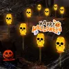 Andra evenemangsfestleveranser Halloween Decoration 3D LED Skull Stakes Lights Solar Battery Operated Pathway Lights For Yard Porch Lawn Pathway Garden Decor 230905